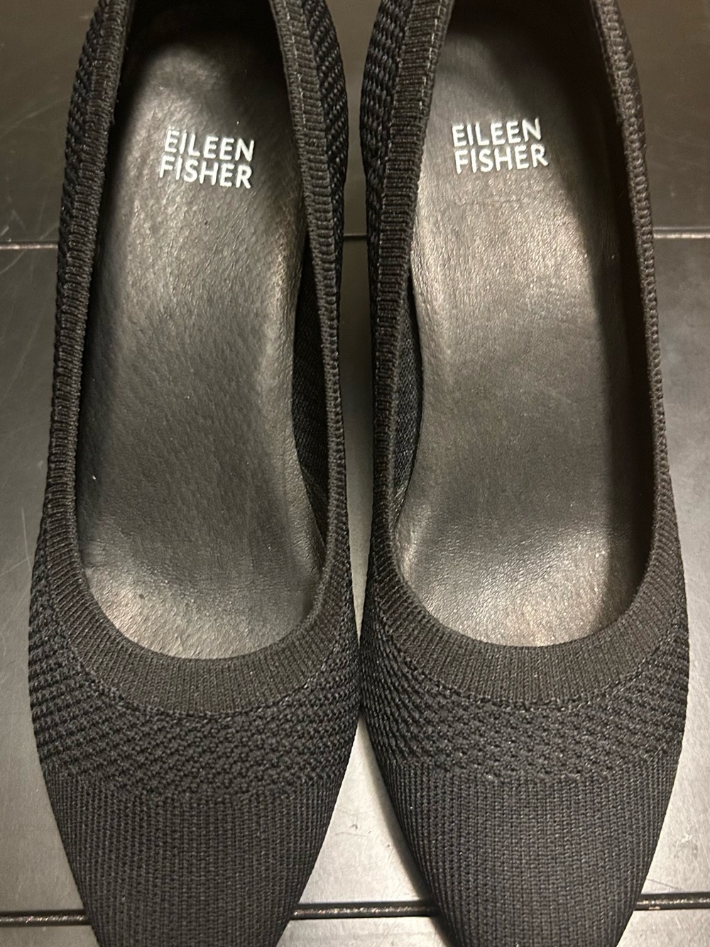 Eileen Fisher Black Knit Pointed Ballet Heels
